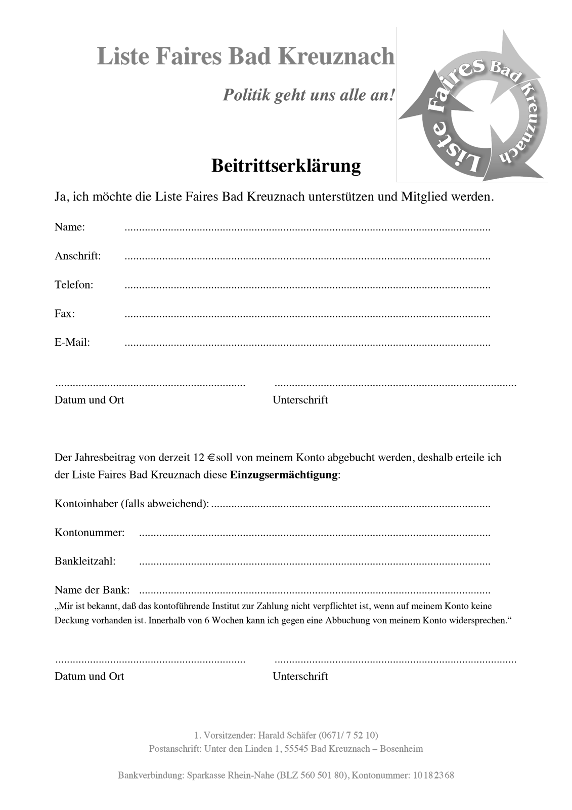 Beitrittserklärung